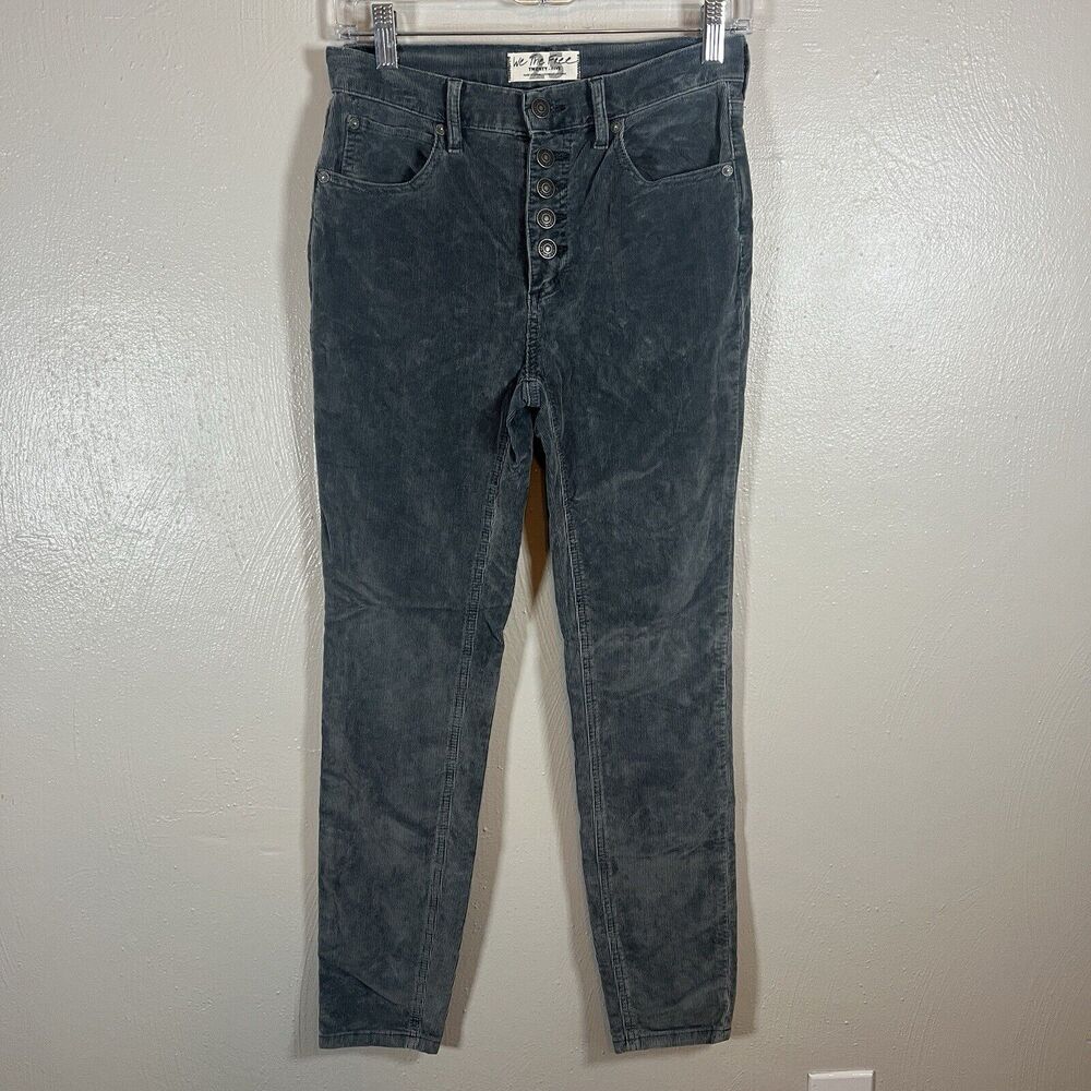 We the Free People Button Fly Corduroy Pants High-Rise Stretch Pockets Women 25